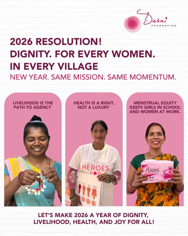 2026 Resolution: Dignity. For every woman. In every village.

A new year begins, but our mission remains the same, ensuring women across rural India have access to health, livelihoods, and menstrual equity so they can live with dignity and choice.

When women thrive, families grow stronger, communities prosper, and futures are transformed. As we step into 2026, we’re committed to scaling impact, deepening awareness, and reaching even more women where it matters most.

Here’s to a year of dignity, opportunity, and lasting change, for all. 

#2026Resolution #DignityForEveryWoman #WomenWithPurpose #RuralIndia #Livelihoods #HealthForAll #MenstrualEquity #WomenEmpowerment #SocialImpact #DesaiFoundation #NewYearSameMission #dreambeyond