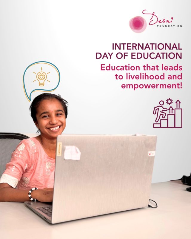 Education has no age, no boundaries, and no finish line.
For a woman in rural India, choosing to learn a new skill in her 30s or 40s is not just education, it is a courageous step towards dignity, independence, and a better future for her family.
At Desai Foundation, we believe education is for every woman, at every stage of life, from skill training and health awareness. Because when a woman learns, generations move forward.

#InternationalDayOfEducation #DesaiFoundationTrust #EducationForEquity #WomenEmpowerment #SkillsForLivelihoods #HealthThroughEducation #LearningForChange