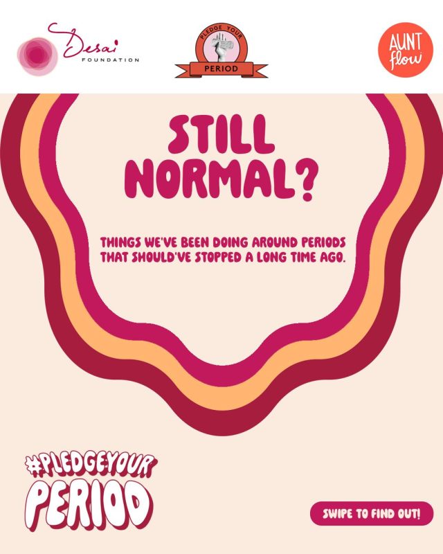 Two organisations. One mission. Zero tolerance for period stigma.
Desai Foundation and @goauntflow are proud to launch a call to action for anyone who believes that menstruation should never be a source of shame, silence, or discrimination.
Period stigma shows up everywhere. In the bathrooms without disposal bins. In the ads that use blue liquid. 
Swipe through our carousel to see 7 things we've normalised for too long, and join us in pledging to change it.
Take your pledge now! Don't forget to tag desai foundation and use #pledgeyourperiod

#PledgeYourPeriod #DesaiFoundation #AuntFlow #MenstrualEquity #GenderJustice #SocialImpact #NonProfit