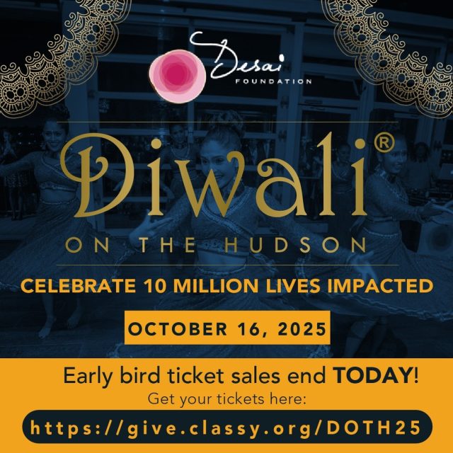 LAST CHANCE!
Early Bird Tickets for Diwali on the Hudson end TODAY!
This is your final call to grab the lowest priced ticket for a night of purpose, power, and celebration.

What’s waiting for you:
🎶 Incredible live performance by Shevya @shevthehev 
🎧 High-energy DJ set
🍽️ Indian street food & surprise food installations
🍦 Ice cream + cookies for your sweet tooth
🍹 Dinner & Open Premium Bar
Every ticket supports women & children in rural India

🎟 Prices go up tomorrow, secure your spot now!
🔗 LINK IS IN THE BIO

#DiwaliOnTheHudson #LastChance #EarlyBirdEndsToday #CelebrateWithPurpose #DesaiFoundation #DreamBeyond #NYCEvents