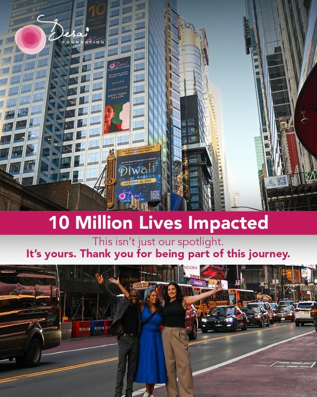 Reporting from Times Square! 
From grassroots communities in rural India to the bright lights of Times Square, this milestone reflects the collective strength, compassion, and relentless effort of our team, our supporters, and every life we’ve impacted. Standing beneath our billboard in the heart of New York City is more than just a photo, it’s a symbol of possibility, progress, and the power of dignity. 
This milestone belongs to all of you who believed in our mission and helped us dream bigger. And the celebration isn’t over, join us for Diwali on the Hudson on October 16, 2025, HK Hall, as we continue to celebrate 10 Million Lives Impacted.
📍 Times Square, 42nd & 7th
Because change deserves the spotlight. Here’s to everyone who made this happen. Let’s continue creating impact, together. 
Reserve your spot via the link in the bio!

#10MillionLives #DesaiFoundation #ImpactInLights #TimesSquare #DignityOpportunity #TeamDesai #FromIndiaToNYC #dreambeyond