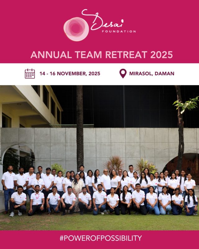 Over three inspiring days in Daman, the Desai Foundation leadership and program teams came together for a powerful retreat centered on the #PowerOfPossibility

The retreat served as a space to, revisit our shared mission and vision, celebrate our milestones of 11 Million lives impacted, strengthen collaboration across teams, and reimagine new possibilities for the future of our impact.

Through discussions, strategic planning sessions, and moments of connection, the team explored how the Power of Possibility continues to drive our purpose, to build dignity, resilience, and opportunity for communities across India.

Here’s to the incredible Desai Foundation team! Thank you for your energy, creativity, and commitment that fuel our mission every day, and to a future filled with possibilities.
 
#DesaiFoundation #DFTRetreat #PowerOfPossibility #Leadership #TeamDFT #TogetherForDignity #SocialImpact #EmpoweringCommunities #OrganizationalGrowth #LeadershipDevelopment