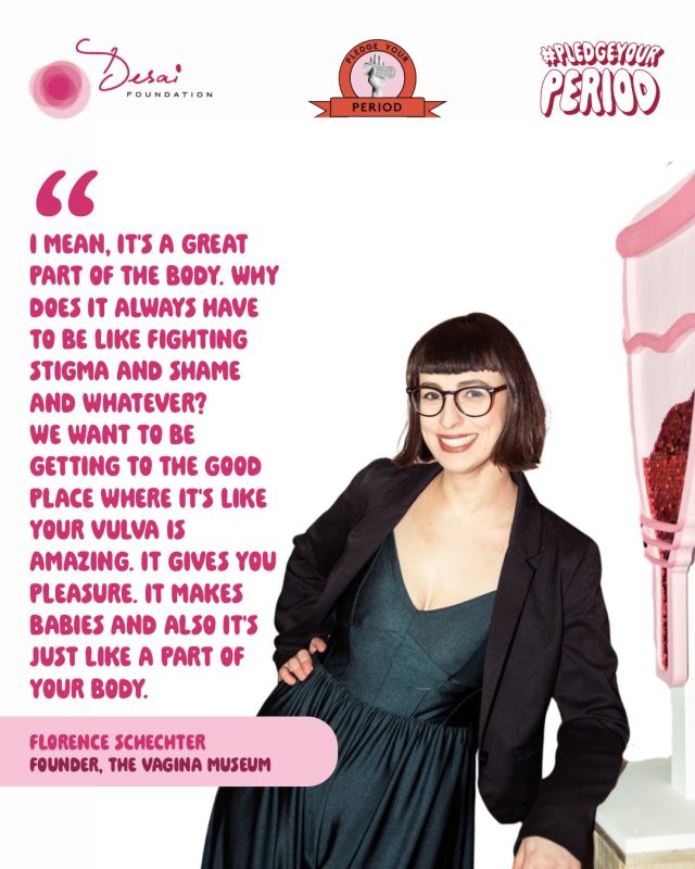 "Your vulva is amazing." 

A standout moment from our #PledgeYourPeriod panel, Florence Schechter, founder of the Vagina Museum, reminding all of us why this campaign exists in the first place.

We spend so much energy fighting stigma and shame that we forget the goal isn't just to un-shame our bodies, it's to celebrate them. To talk about them the way Florence does: with curiosity, with joy, with awe.
Grateful to Florence for bringing this energy to our panel, and for the reminder that breaking the silence is only step one. The real win? Getting to the good place.

Take the pledge today and end the silence. 
Link -  http://www.pledgeyourperiod.com Tag @thedesaifoundation and use #PledgeYourPeriod

#PledgeYourPeriod #VaginaMuseum #FlorenceSchechter #MenstrualEquity #BodyPositive #BreakTheStigma
