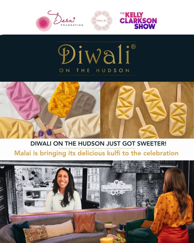 Something SWEET is coming to Diwali on the Hudson! 🍨🪔✨

We’re so excited to welcome @malai_icecream to this year’s celebration, bringing their delicious kulfi and a little extra sweetness to the festivities!

But our partnership goes beyond the dance floor! Earlier this year, Malai selected the Desai Foundation to receive a $1,000 donation from @kellyclarksonshow, supporting our work in health, livelihood, and menstrual equity across rural India. 🧡

A huge thank you to @pooja_bavishi_ and the entire Malai team for their generosity, partnership, and commitment to making a difference!

Now, who’s ready for some kulfi?! 🙋‍♀️ Make sure to save room for a sweet treat while celebrating Diwali with us!

📅 October 22, 2026
📍 HK Hall, NYC
⏰ 7 PM onwards

🎟️ Grab your tickets at the link in our bio!

#DiwaliOnTheHudson #DOTH2026 #MalaiIceCream #DesaiFoundation #DiwaliInNYC