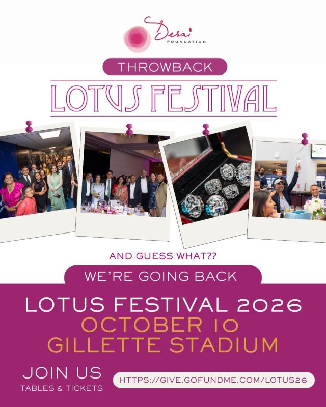 Throwback to when the Desai Foundation community filled the halls of Gillette Stadium, dressed up, showing out, and coming together for something bigger than all of us.

We've hosted Lotus Festival in some truly special places over the years. But something about Gillette just hits different. The energy. The people. The mission that brought everyone into the same room.

And guess what? We're going back!

Lotus Festival 2026 | October 10 | Gillette Stadium
Tickets at the link in bio.

#LotusF­estival #DreamBeyond #DesaiFoundation #Throwback #GilletteStadium