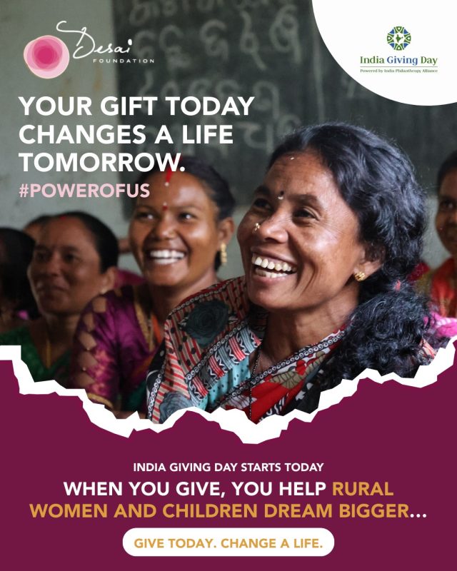 India Giving Day 2026 starts TODAY!

India Giving Day is a global day of generosity dedicated to supporting high-impact nonprofits improving lives across India.

Here’s what your generosity can make possible:
💛 $500 – Enroll 7 women in a 3-month sewing skills training program
💛 $1,000 – Sponsor a community Hero for a year, uplifting 2,400+ lives through health & hygiene education
 💛 $5,000 – Host a joyful health fair for 1,000 children
 💛 $10,000 – Provide 2,000 women with Asani sanitary pads for an entire year
When you give, you help rural women and children dream bigger — and turn those dreams into reality.
Campaign open now through March 13

 🔗 Donate link in bio 

Thank you for standing with our community and helping create lasting change.

#IndiaGivingDay #indiagiving #desaifoundation #womenempowerment #childrenempowerment #livelihood #health #menstrualequity #donate #dreambeyond