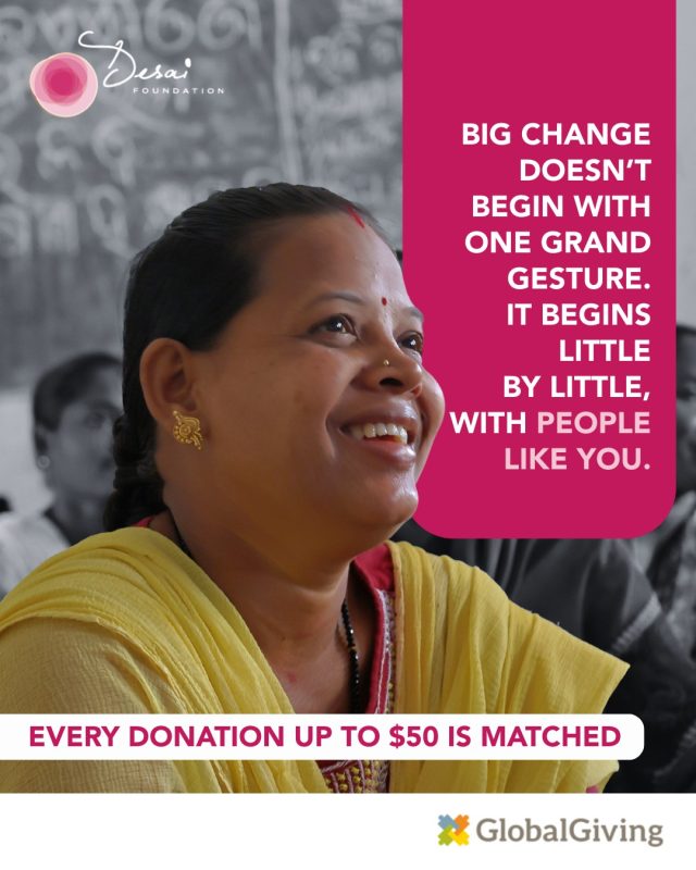We’re proud to be part of the @globalgiving Little by Little Campaign, where every donation up to $50 is matched, doubling your impact instantly!

Your contribution can go twice as far in empowering women and children across rural India, supporting access to health, sustainable livelihoods, and menstrual equity.

📅 March 17–20 

#LittleByLittle #GlobalGiving #DesaiFoundation #DoubleYourImpact #GiveBack #WomenEmpowerment #CommunityImpact