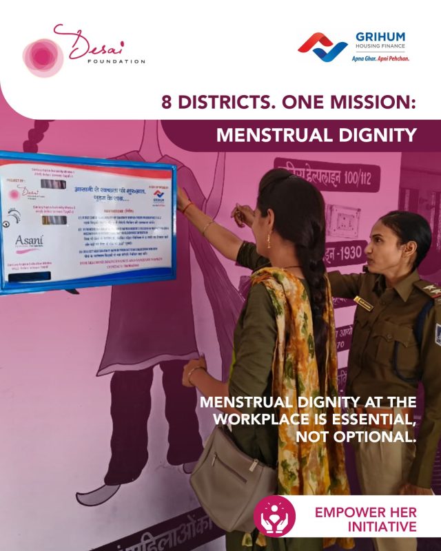 Showing up to work should not mean choosing between duty and dignity!

For many women, menstrual health has long been surrounded by silence, stigma, and limited access. At Desai Foundation Trust and Grihum Housing Finance Limited, we believe this should never be the case, because dignity, health, and access are not privileges - they are essentials.

Together, we are proud to implement the EmpowerHer Initiative, advancing menstrual health and equity for female police personnel across Madhya Pradesh.

Through this initiative, we are creating safer, more supportive, and period-friendly workplaces by:

• Conducting menstrual health & hygiene awareness sessions to break stigma
• Installing sanitary napkin vending machines and incinerators
• Distributing 15,000 Asani Sanitary Napkins
• Reaching 1,600+ women across 9 training centres in 8 districts

This is about more than access, it’s about ensuring women can serve, lead, and protect their communities without discomfort, silence, or shame.

Together, we are advancing health, dignity, and inclusion.

@grihumhousingfinance 

#EmpowerHer #MenstrualDignity #WomenAtWork #HealthEquity
#CSRPartnership #GrihumHousingFinance #DesaiFoundationTrust #WomenEmpowerment