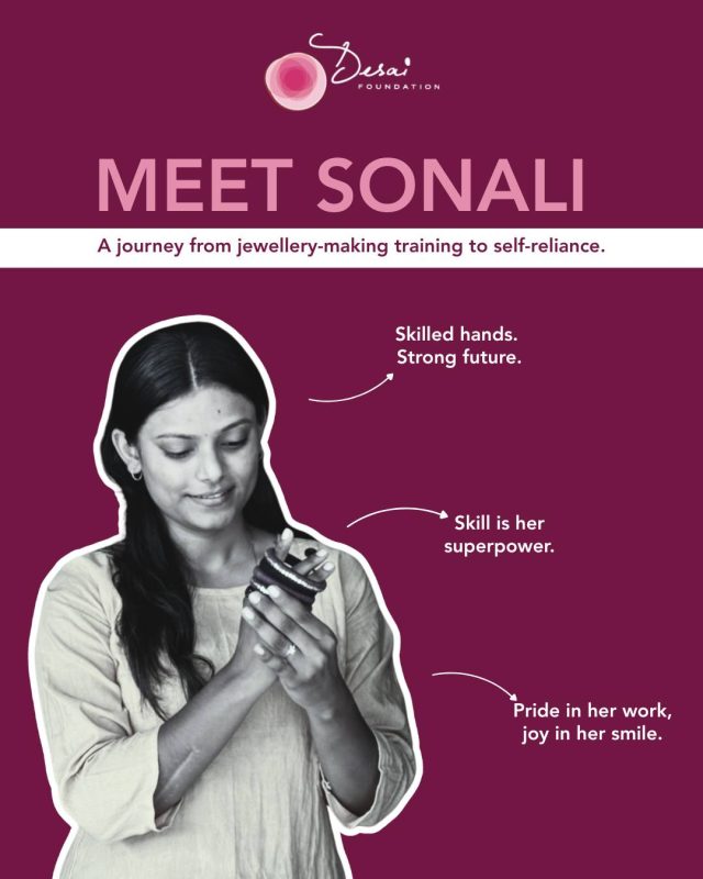 Solani lives with her parents and younger brother and recently completed her B.Ed. Alongside her studies, she joined the Desai Foundation Trust’s free 5-day jewelry-making training, where she learned to create handmade bangles, necklaces, and earrings, while also understanding how to price and sell her products.

What started with making earrings at home soon turned into a growing business. People in her neighborhood began purchasing her handmade jewelry, and with the support of a friend, Solani launched her own Instagram page to sell her creations online. During festivals especially, orders come in from different places, helping her expand her reach and confidence as an entrepreneur.

Today, Solani is not only financially independent but is also contributing to her family’s income through the skills she learned. Her journey reflects the power of opportunity, creativity, and entrepreneurship in helping young women build a future on their own terms.

#DesaiFoundation #WomenEmpowerment #SkillDevelopment #Entrepreneurship #HandmadeJewelry #Livelihood #CommunityImpact