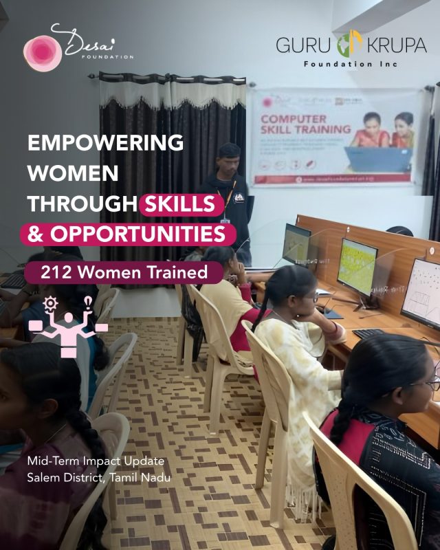 We are proud to share a mid-term update on our Vocational Skill Training Program in Salem District, Tamil Nadu, made possible through the partnership between Guru Krupa Foundation and the Desai Foundation .

To date, 212 women have completed training across Sewing, Beautician Services, and Computer Skills, surpassing per-batch enrollment targets by 21% in every completed cohort, a direct reflection of community demand and trust.

Behind every number is a woman like Durga Devi, who went from homemaker to independent earner in one month. Or Tamilselvi, who arrived with no tailoring experience and now runs a home-based business.

Thank you, Guru Krupa Foundation, for your continued trust in our work and your commitment to women's financial independence in rural India. 

#DesaiFoundation #GuruKrupaFoundation #WomensEmpowerment #VocationalTraining #CSR #SocialImpact #DreamBeyond