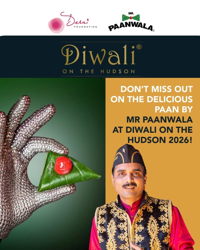 A Diwali on the Hudson favorite is back! 🪔✨
We’re excited to welcome back Mr Paanwala for another year, bringing his delicious paan creations to Diwali on the Hudson 2026!
From festive flavors to music, dancing, and vibrant desi energy, we’re bringing together everything you love about celebrating Diwali in NYC. 🧡

📅 October 22, 2026
📍 HK Hall, NYC
⏰ 7 PM onwards
🎟️ Grab your tickets at the link in our bio. We can’t wait to celebrate with you!
@mr.paanwala 

#DiwaliOnTheHudson #DOTH2026 #MrPaanwala #DiwaliInNYC #DesaiFoundation