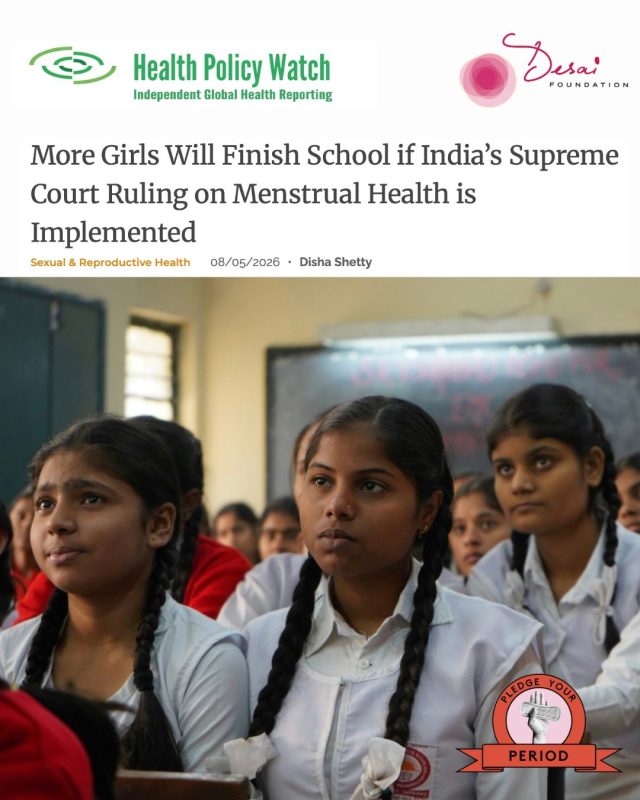 Honored to be featured in @healthpolicywatch alongside an incredible group of global voices, discussing what India's Supreme Court ruling on menstrual health as a fundamental right means for girls, schools, and communities across the country, and potentially the developing world.

For years at Desai Foundation, we've worked across eight states in India to break the silence around menstruation and put dignity, infrastructure, and education in the hands of girls and their communities. This ruling shifts the responsibility of managing menstruation off the shoulders of a 12-year-old girl and onto the systems that should have been supporting her all along.

Now the real work begins - implementation. And we are ready.

Huge shout-out to fellow changemakers @pathfinderint and @worldneighbors who are part of this conversation. When we work together, more girls finish school. 

Read the full article -  https://healthpolicy-watch.news/more-girls-will-finish-school-if-indias-supreme-court-ruling-on-menstrual-health-is-implemented/

#MenstrualHealth #MenstrualEquity #GirlsEducation #PeriodPositive #IndiaSupremeCourt #DesaiFoundation #WomensHealth #GlobalHealth