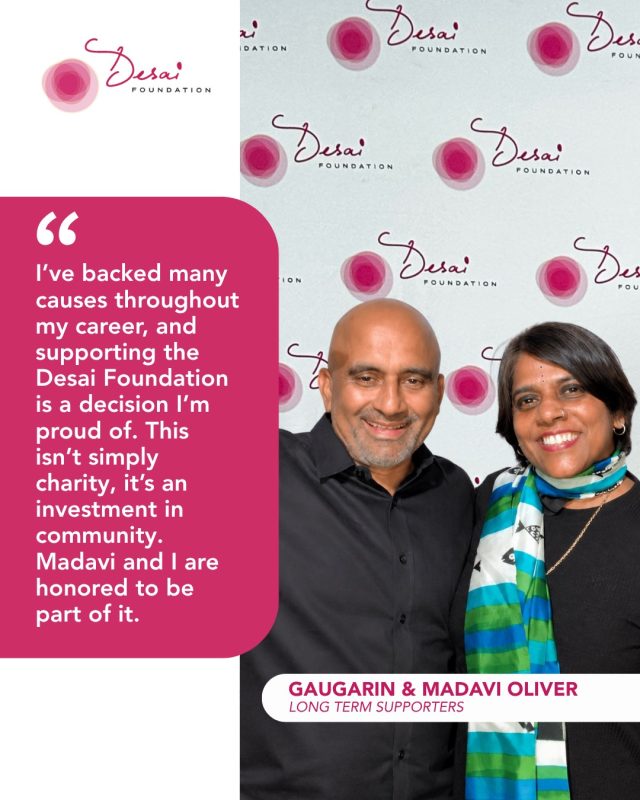 Gaugarin and Madavi Oliver are more than supporters of the Desai Foundation; they are family.

Over the years, they have shown up for the Desai Foundation in the truest sense: with their time, their resources, and their belief in what this community is building together. Their loyalty and warmth have made them a cornerstone of the Lotus Festival year after year, and their encouragement has meant more to our team than words can capture.

Gaugarin brings a rare combination of vision and operational depth to everything he touches. As a serial entrepreneur, angel investor with a portfolio of 30+ companies, and mentor to founders across industries, he knows what it takes to build something that lasts and he recognizes it in the Desai Foundation's work. 

Madavi’s Mayil Scarves, which employs rural women in India, reflects her own commitment to creating opportunities and supporting women’s independence. Her work aligns naturally with the Desai Foundation’s mission, and together, Madavi and her husband bring their shared values, generosity, and commitment to a partnership that lifts an entire community.

We are endlessly grateful for their friendship, their trust, and the way they continue to champion our mission not because they have to, but because they genuinely believe in it.

@gaugarinoliver @thegreenmayil 

#DonorSpotlight #DreamBeyond #DesaiFoundation #LotusFestival